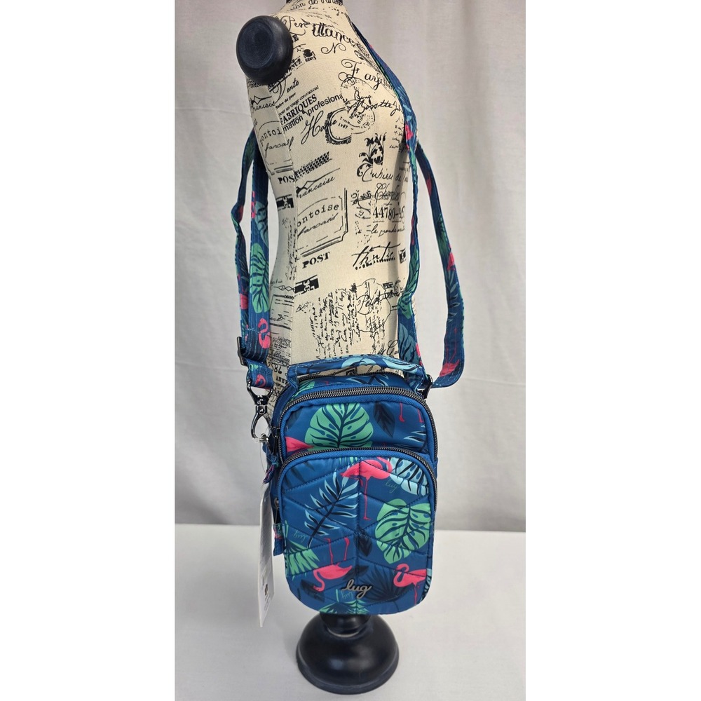 Lug Skeeter Mini Crossbody Bag Flamingo Blue Tropical Quilted Belt Bag NWT - Picture 8 of 13